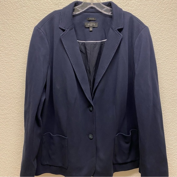 TALBOTS Plus Aberdeen 2-Button Fully Lined Knit Blazer Navy 24W - Picture 4 of 5
